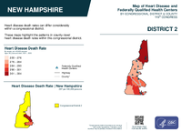 NH Congressional District 02 Heart Disease and Federally Qualified Health Centers Map 119th Congress