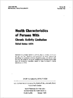 Health characteristics of persons with chronic activity limitation United States 1974