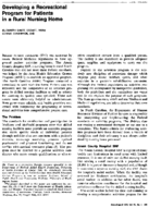 Developing a recreational program for patients in a rural nursing home