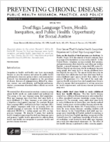 Deaf Sign Language Users Health Inequities and Public Health Opportunity for Social Justice