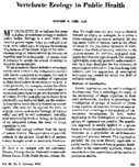 Vertebrate Ecology In Public Health