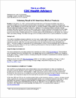 Voluntary Recall of All Ameridose Medical Products November 1 2012 1615 ET 415 PM ET