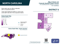 NC Congressional District 06 Stroke and Federally Qualified Health Centers Map 119th Congress