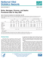 Births Marriages Divorces and Deaths Provisional Data for May 2009