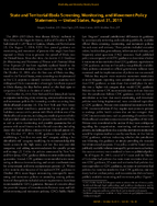 State and territorial Ebola screening monitoring and movement policy statements  United States August 31 2015