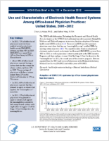 Use and Characteristics of Electronic Health Record Systems Among Officebased Physician Practices United States 20012012