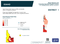 ID Congressional District 01 Heart Disease and Federally Qualified Health Centers Map 118th Congress