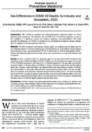 Sex Differences in COVID19 Deaths by Industry and Occupation 2021