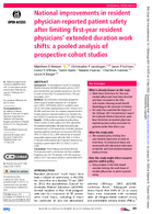 National Improvements in Resident PhysicianReported Patient Safety After Limiting FirstYear Resident Physicians Extended Duration Work Shifts A Pooled Analysis of Prospective Cohort Studies