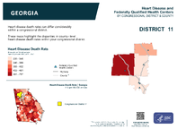 GA Congressional District 11 Heart Disease and Federally Qualified Health Centers Map 118th Congress