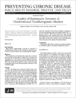 Quality of Systematic Reviews of Observational Nontherapeutic Studies