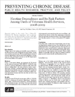 Nicotine Dependence and Its Risk Factors Among Users of Veterans Health Services 20082009