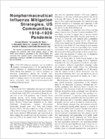 Nonpharmaceutical Influenza Mitigation Strategies US Communities 19181920 Pandemic