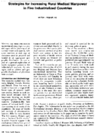 Strategies for increasing rural medical manpower in five industrialized countries