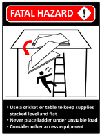 Toolbox Talk Guide Roofing Material Lands on Worker Standing on Ladder
