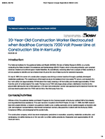 20YearOld Construction Worker Electrocuted when Backhoe Contacts 7200 Volt Power Line at Construction Site in Kentucky FACE 8532