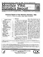 Advance Report of Final Mortality Statistics 1992 Corrected and reprinted March 22 1995