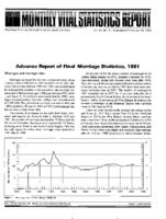 Advance report of final marriage statistics 1981