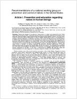 Recommendations of a national working group on prevention and control of rabies in the United States Article I Prevention and education regarding rabies in human beings