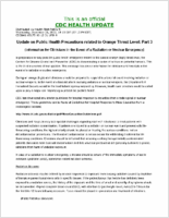 Update on Public Health Precautions Related to Orange Threat Level Part 3 Wednesday December 31 2003 1915 EST 0715 PM EST