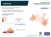 VA Congressional District 07 Heart Disease and Federally Qualified Health Centers Map 118th Congress