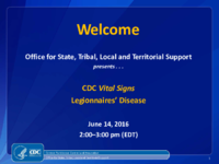 CDC Vital signs  Legionnaires disease