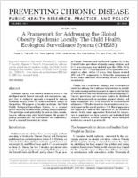 A Framework for Addressing the Global Obesity Epidemic Locally The Child Health Ecological Surveillance System CHESS