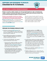 Preparing and Responding to Measles Checklist for K12 Schools