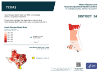 TX Congressional District 34 Heart Disease and Federally Qualified Health Centers Map 118th Congress