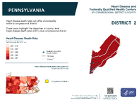 PA Congressional District 02 Heart Disease and Federally Qualified Health Centers Map 118th Congress