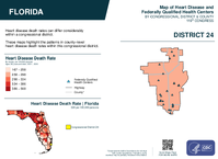 FL Congressional District 24 Heart Disease and Federally Qualified Health Centers Map 119th Congress