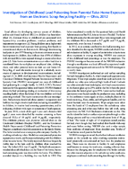 Investigation of Childhood Lead Poisoning from Parental TakeHome Exposure from an Electronic Scrap Recycling Facility  Ohio 2012