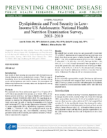 Dyslipidemia and Food Security in LowIncome US Adolescents National Health and Nutrition Examination Survey 20032010