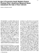 Use of cooperative health statistics system physician data in small area manpower needs assessment the case of rural Colorado