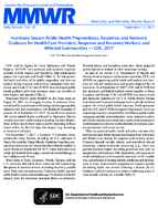Hurricane Season Public Health Preparedness Response and Recovery Guidance for Health Care Providers Response and Recovery Workers and Affected Communities  CDC 2017