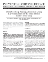 Disturbed Sleep Among Adolescents Living in 2 Communities on the TexasMexico Border 20002003