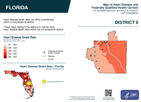 FL Congressional District 09 Heart Disease and Federally Qualified Health Centers Map 119th Congress