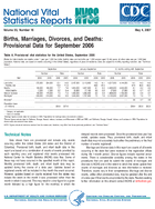 Births Marriages Divorces and Deaths Provisional Data for September 2006