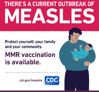 Theres a Current Outbreak of Measles MMR Vaccination is Available social media graphic