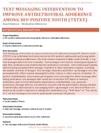 TEXT MESSAGING INTERVENTION TO IMPROVE ANTIRETROVIRAL ADHERENCE AMONG HIVPOSITIVE YOUTH TXTXT
