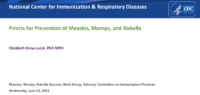 Priorix for prevention of Measles Mumps and Rubella
