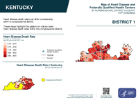 KY Congressional District 01 Heart Disease and Federally Qualified Health Centers Map 119th Congress
