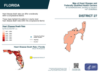 FL Congressional District 27 Heart Disease and Federally Qualified Health Centers Map 119th Congress