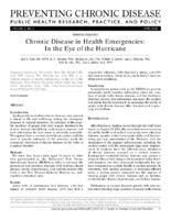 Chronic Disease in Health Emergencies In the Eye of the Hurricane