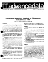Utilization of ShortStay Hospitals by Adolescents United States 1980
