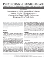 Prevalence of SelfReported Prediabetes Among Adults Participating in a CommunityBased Health Awareness Program New York State