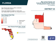 FL Congressional District 25 Heart Disease and Federally Qualified Health Centers Map 119th Congress