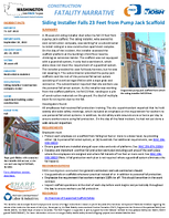 Construction Fatality Narrative Siding Installer Falls 23 Feet from Pump Jack Scaffold 2022