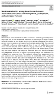 WorkHealth Conflict Among Breast Cancer Survivors Associations with Cancer SelfManagement Quality of Life and Anticipated Turnover