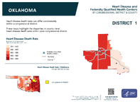 OK Congressional District 01 Heart Disease and Federally Qualified Health Centers Map 118th Congress